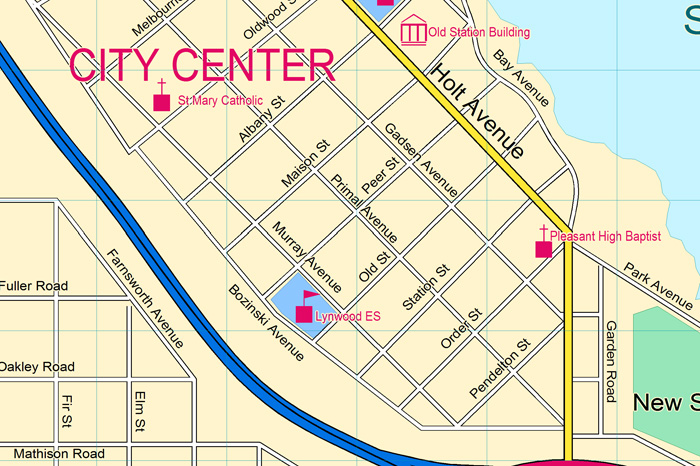 Modern City Street Map